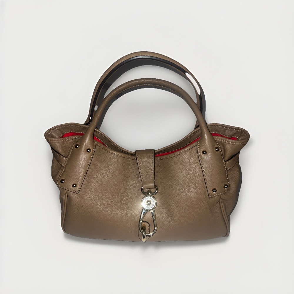 Corporate Office Everyday Elegance Quiet Luxury Brown Leather Logo Satchel Lock